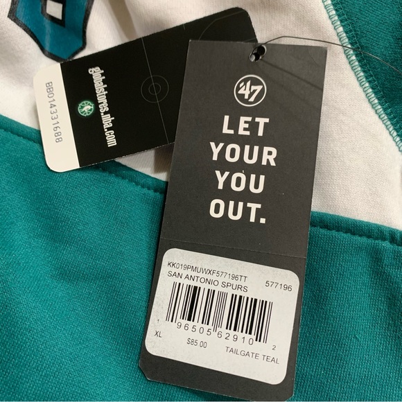 San Antonio Spurs NBA '47 Brand Men's XL Pullover Sweatshirt Hoodie Teal - Picture 8 of 8